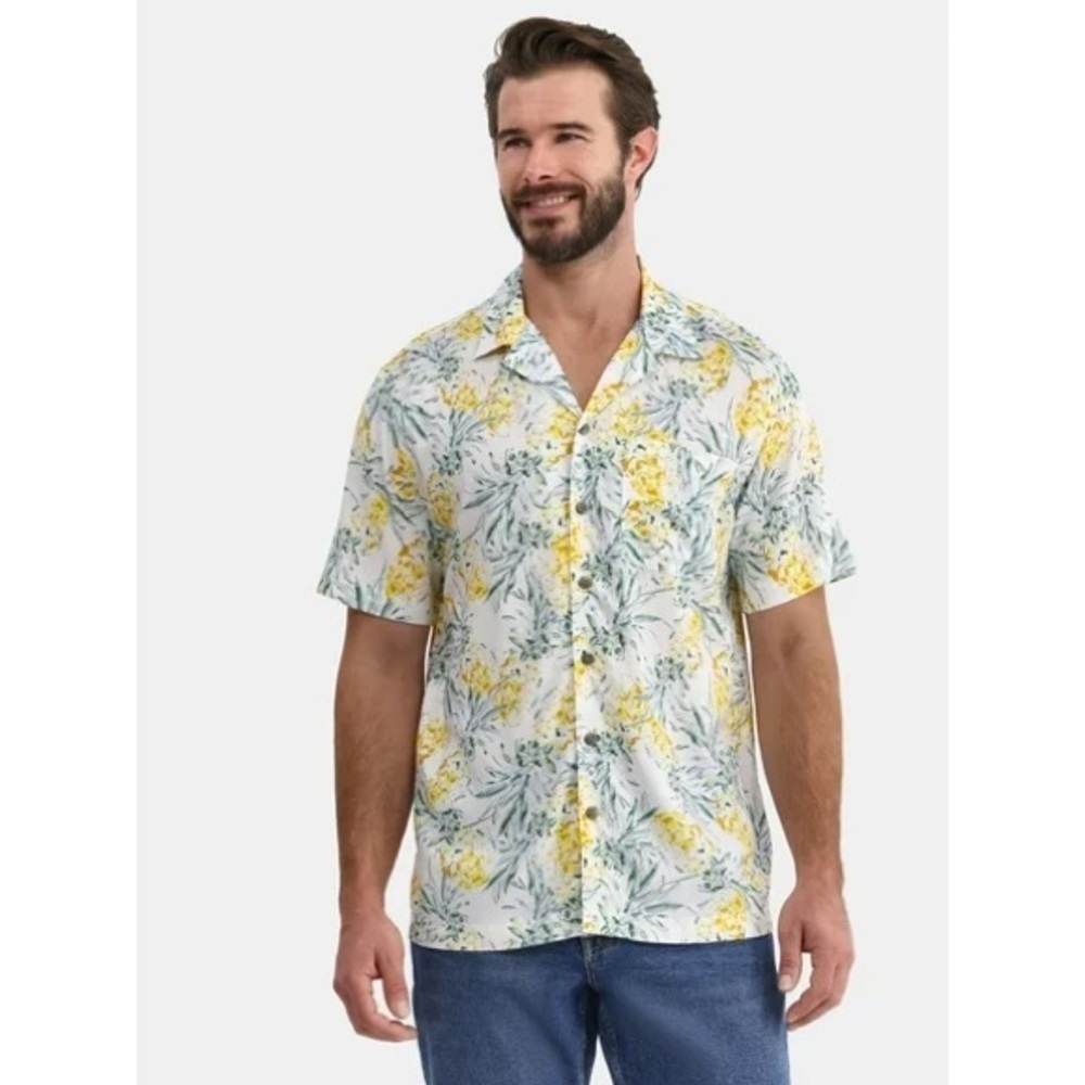 ❄️ GEORGE | Men’s Camp Shirt Hawaiian Pineapple Size 3XL